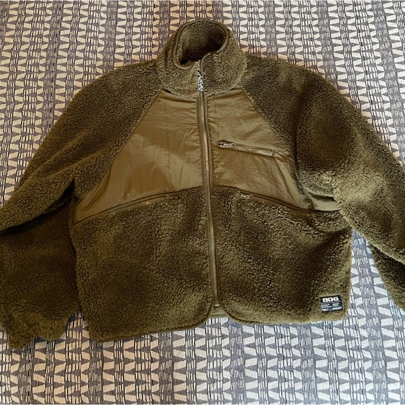 BDG Urban Outfitters Fleece Zip Up Jacket - cozy olive green - Picture 5 of 9